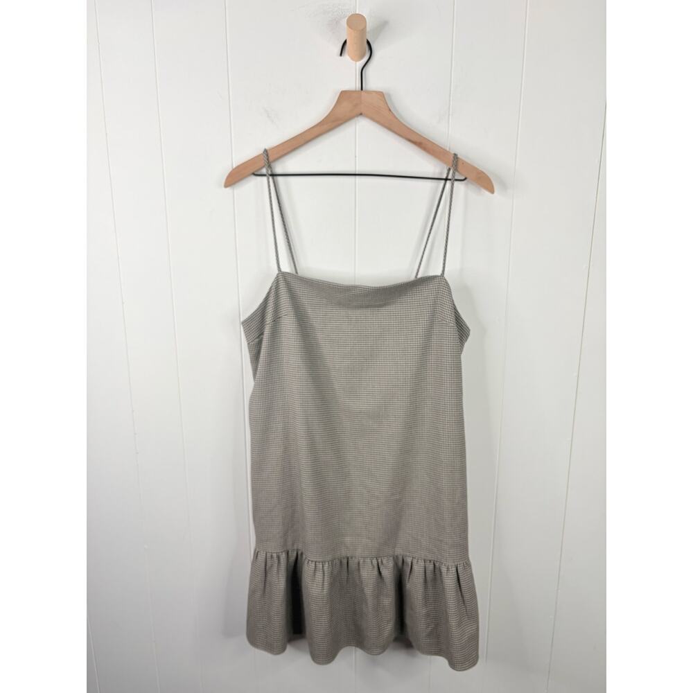 NWT Anthropologie Maeve Houndstooth Mini Dress Medium Square Neck Ruffle Hem - Picture 3 of 9